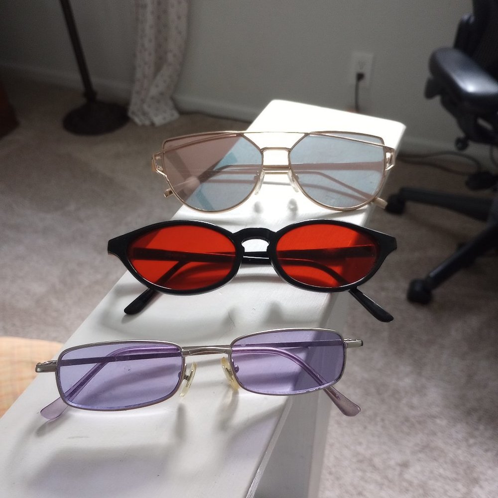Pack Of 3 Sunglasses Aviator Retro Tinted